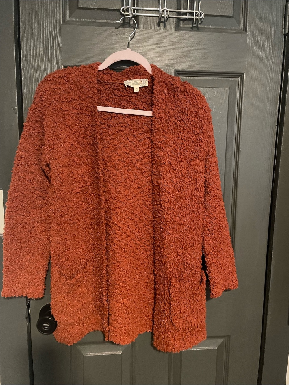 Pink Republic Open-Front Cardigan Sweater - Rust Orange